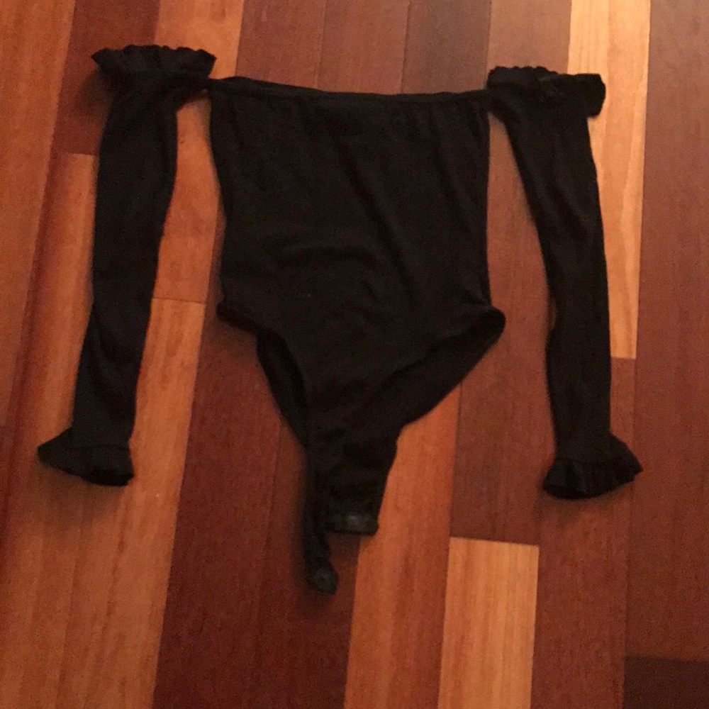 Black off the shoulder bodysuit